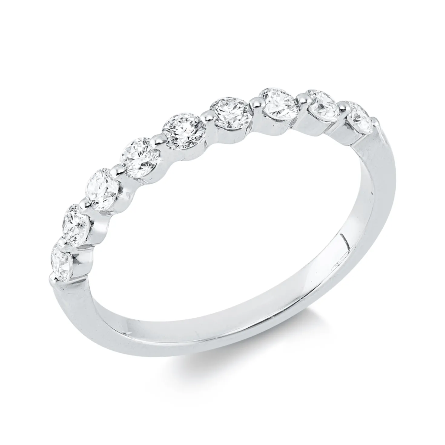Halb-Memoire Ring aus 750 Weißgold 9 Brillanten 0,5ct TW-VSI/SI B:2,3mm