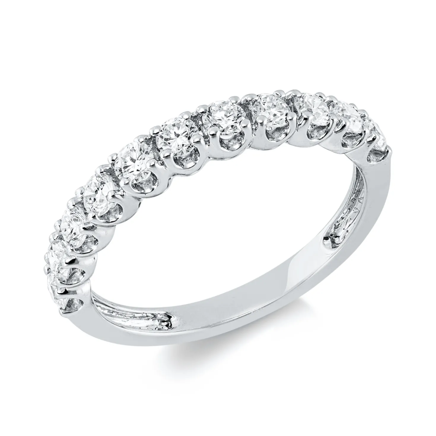 Halb-Memoire Ring aus 750 Weißgold 11 Brillanten 0,57ct TW-VSI/SI B:3,1mm