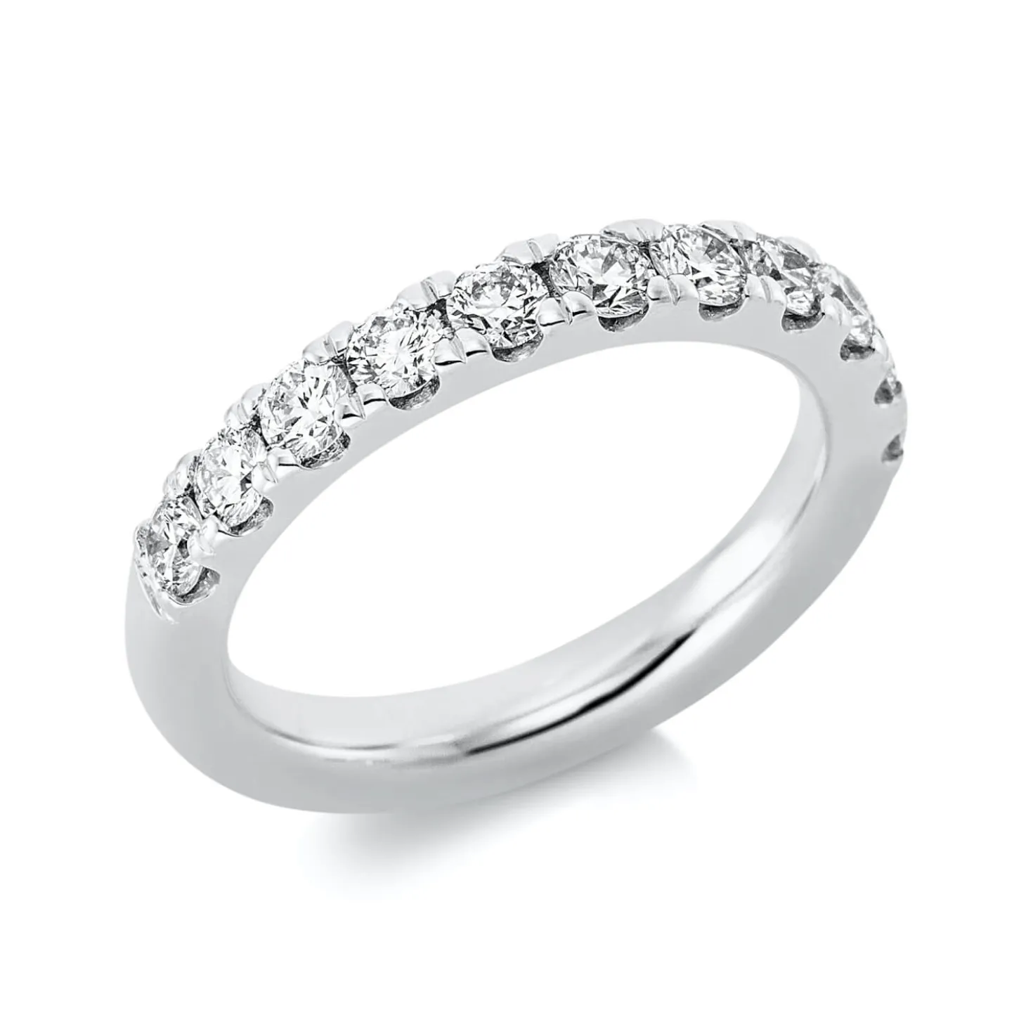 Halb-Memoire Ring aus 750 Weißgold 11 Brillanten 1,06ct TW-SI B:3,2mm