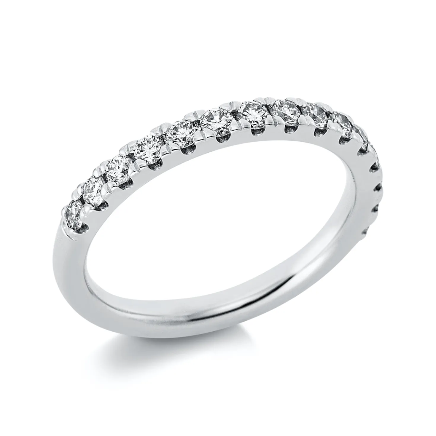 Halb-Memoire Ring aus 585 Weißgold 15 Brillanten 0,52ct TW-SI B:2,5mm