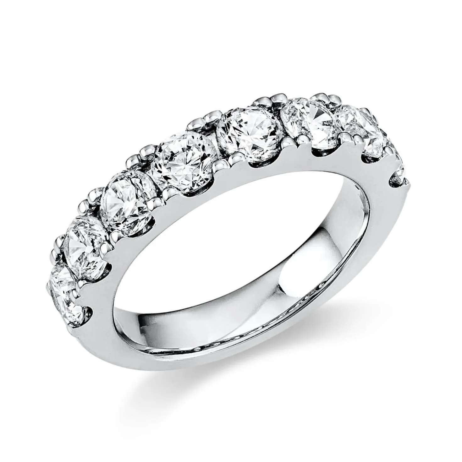 Halb-Memoire Ring aus 750 Weißgold 8 Brillanten 2,01ct TW-SI B:4,2mm