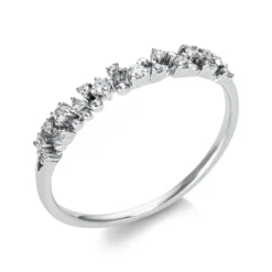 Halb-Memoire Ring aus 750 Weißgold 18 Brillanten 0,12ct TW-SI B:2,7mm