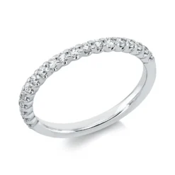 Halb-Memoire Ring aus 750 Weißgold 19 Brillanten 0,36ct TW-SI B:1,9mm