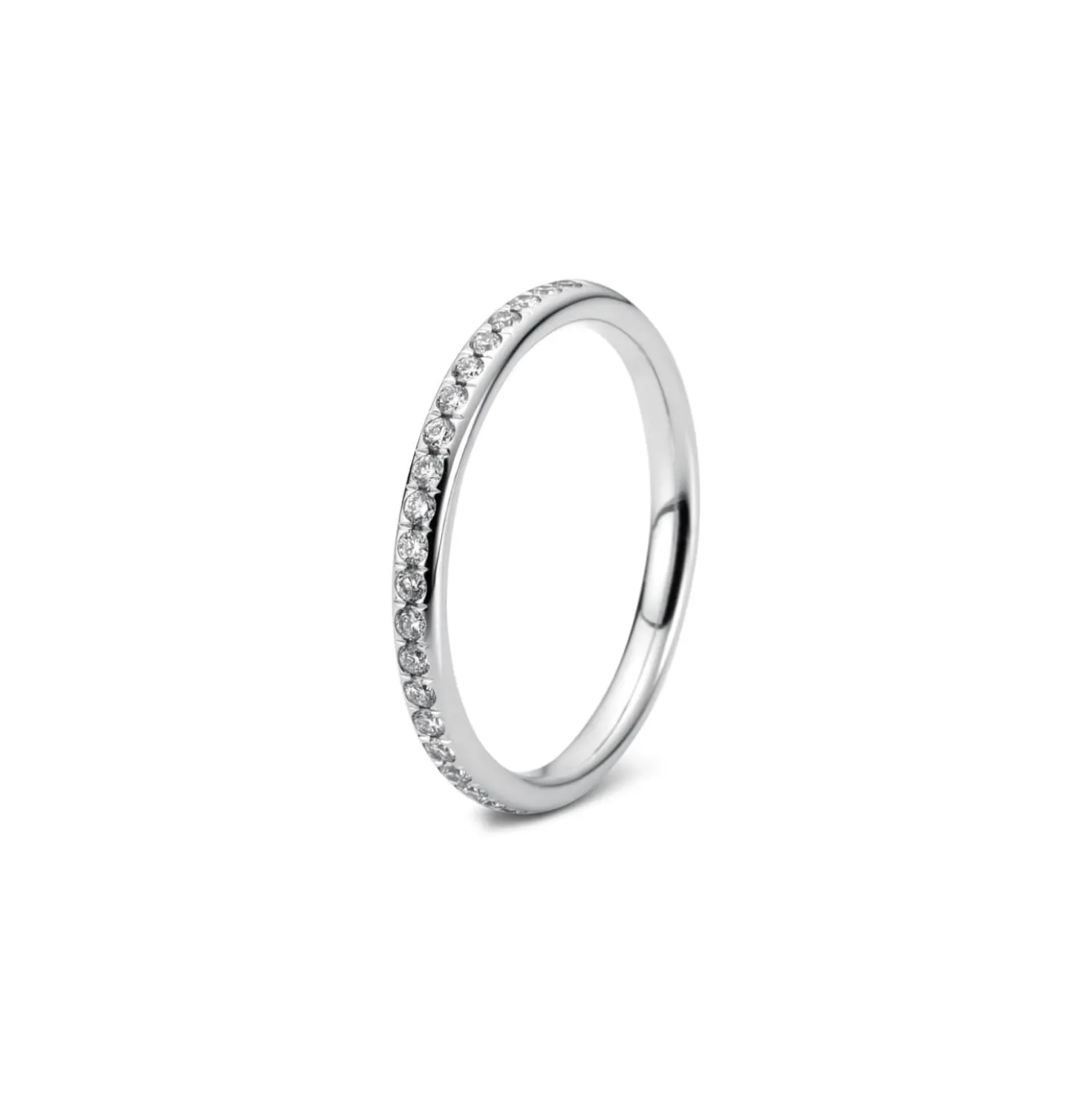 Halb-Memoire Ring aus 750 Weißgold 25 Brillanten 0,13ct TW-VSI/SI B:1,9mm