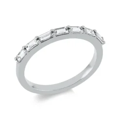 Halb-Memoire Ring 750 Weißgold 7 Diamanten Baguette-Schliff 0,52ct TW-VSI B:2,1mm