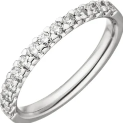 Halbmemory-Ring 14 Diamanten Brillanten 0,56 Ct W/SI 585 Gold Weißgold Damen