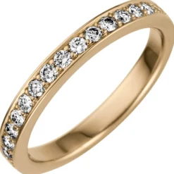 Halbmemory-Ring mit 17 Diamanten Brillanten 0,5 Ct W/SI 585 Gold Gelbgold Damen