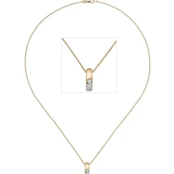 Halskette Collier Anhänger Brillant 0.05Ct W/P1 585 Gelbgold 43cm Goldcollier