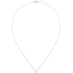 Halskette Collier aus 750 Gold Gelbgold mit 5 Diamanten 0,05 ct 45cm