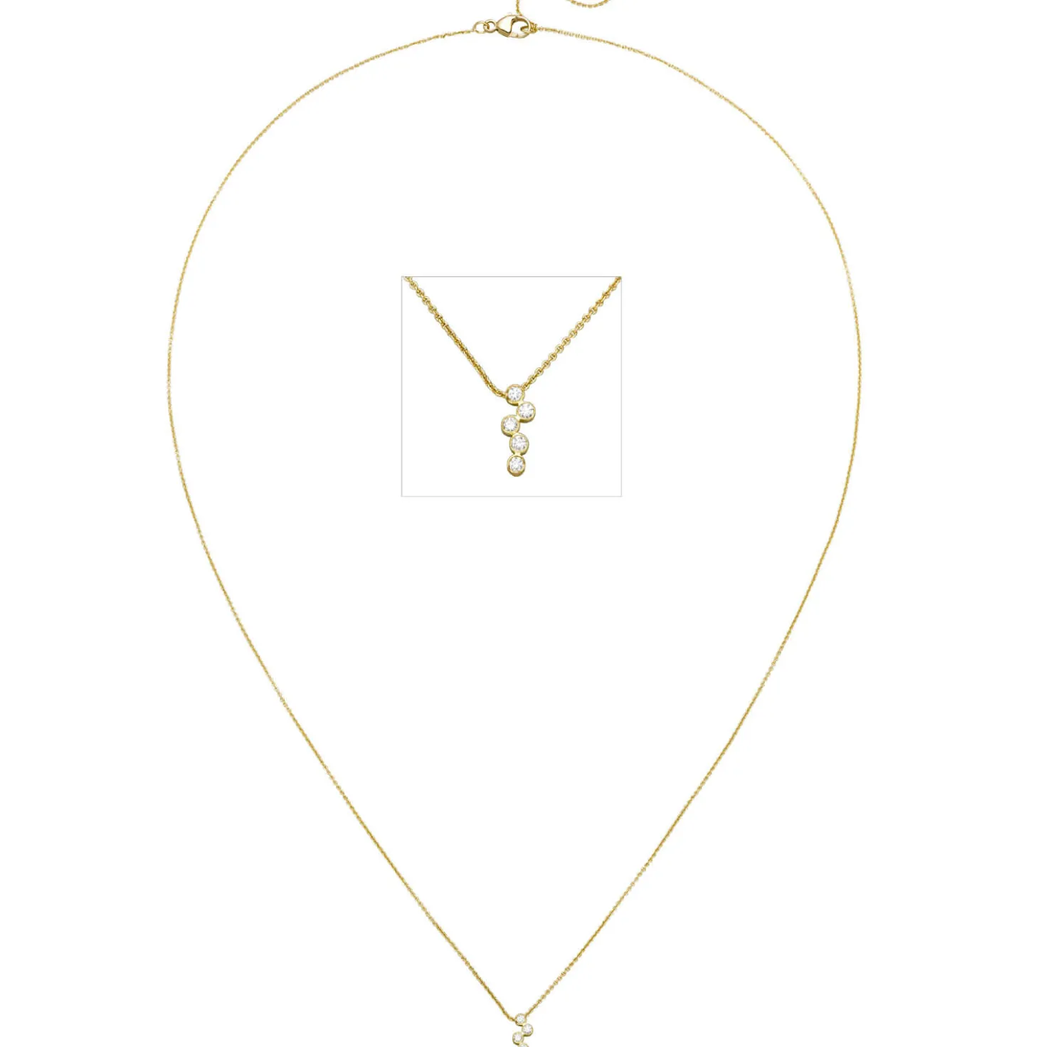 Halskette Collier aus 750 Gold Gelbgold mit 5 Diamanten 0,05 ct 45cm