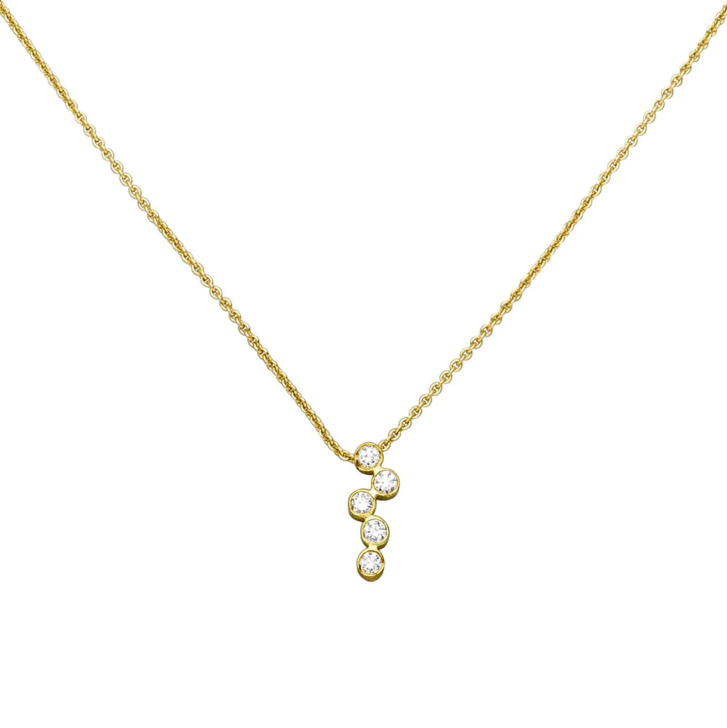 Halskette Collier aus 750 Gold Gelbgold mit 5 Diamanten 0,05 ct 45cm