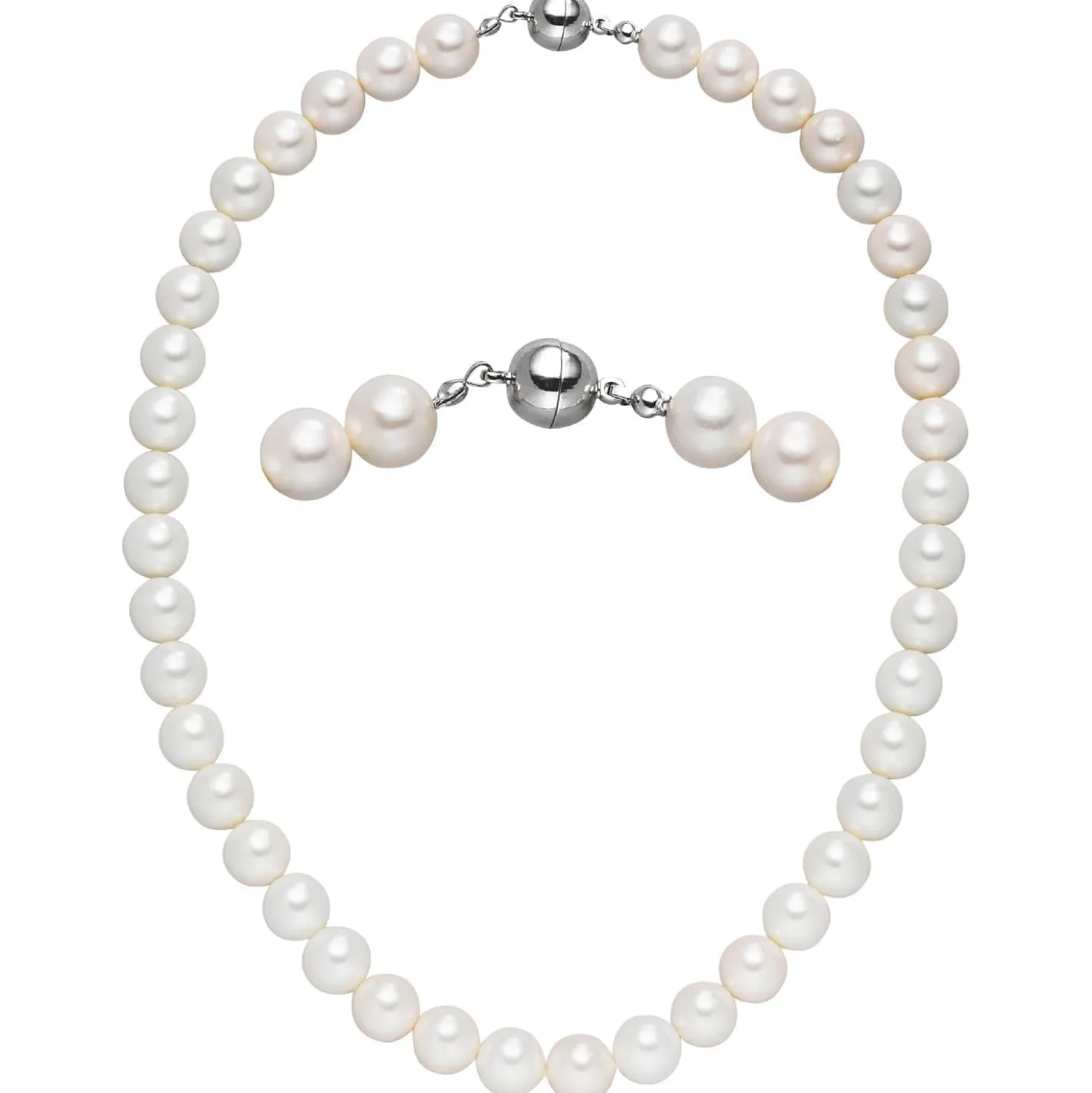 Halskette Collier aus Muschelkernperlen weiß Ø 10mm 45cm Halsschmuck klassisch