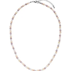Halskette Collier aus Muschelkernperlen Ø 4mm Pastelltöne mehrfarbig 45-50cm