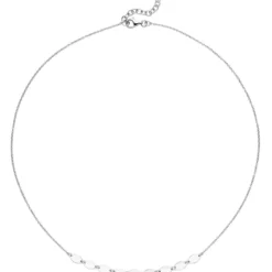 Halskette Collier aus 925 Silber rhodiniert spitzovale Plättchen 42-45cm Damen