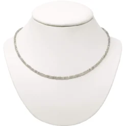 Halskette Collier Edelstein Labradorit Ø 3mm grau facettiert 925 Silber 48cm
