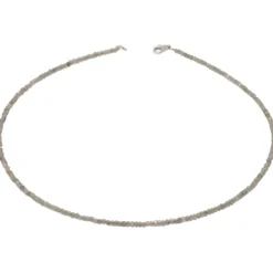 Halskette Collier Edelstein Labradorit Ø 3mm grau facettiert 925 Silber 48cm