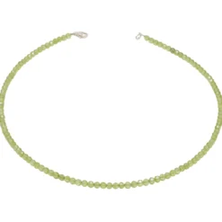 Halskette Collier Edelstein Peridot 4mm grün facettiert funkelnd 925 Silber 48cm