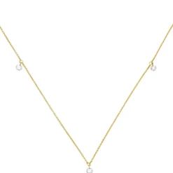 Halskette Collier 750 Gold Gelbgold mit 3 Diamanten 0,18 ct 42-45cm
