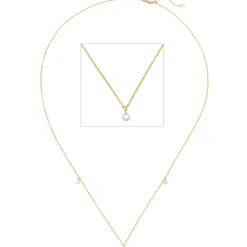 Halskette Collier 750 Gold Gelbgold mit 3 Diamanten 0,18 ct 42-45cm