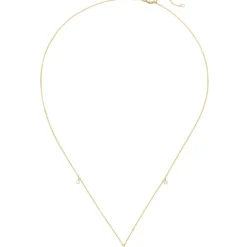 Halskette Collier 750 Gold Gelbgold mit 3 Diamanten 0,18 ct 42-45cm