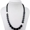 Halskette Collier im Verlauf aus Onyx schwarz 925 Silber rhodiniert Würfel 50cm