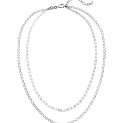 Halskette Collier 2-reihig aus 925 Silber Sterlingsilber rhodiniert 40-45cm