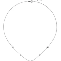 Halskette Collier Rundankerkette Kugeln & Herzen 925 Silber rhodiniert 42-45cm