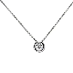 Halskette Collier Solitär Brillant-Anhänger 0,50 Ct 7,7mm 585 Weißgold 45cm