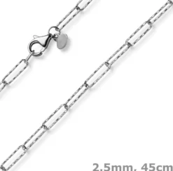 Halskette Collier Weit-Ankerkette aus 585 Gold Weißgold strukturiert 45cm