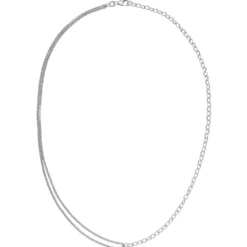 Halskette Kette Ankerkette & Erbskette 2-reihig aus 925 Silber rhodiniert 42cm