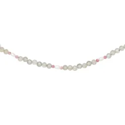 Halskette Kette aus Labradorit und Turmalin 43cm Edelsteinkette hallgrau-rosa