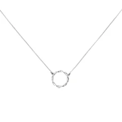 Halskette Kette Collier mit Anhänger Kreis gedreht 585 Gold Weißgold 42cm