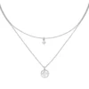 Halskette mit 2 Anhänger Blume 925 Silber 5 Zirkonia 44cm Collier 2-reihig