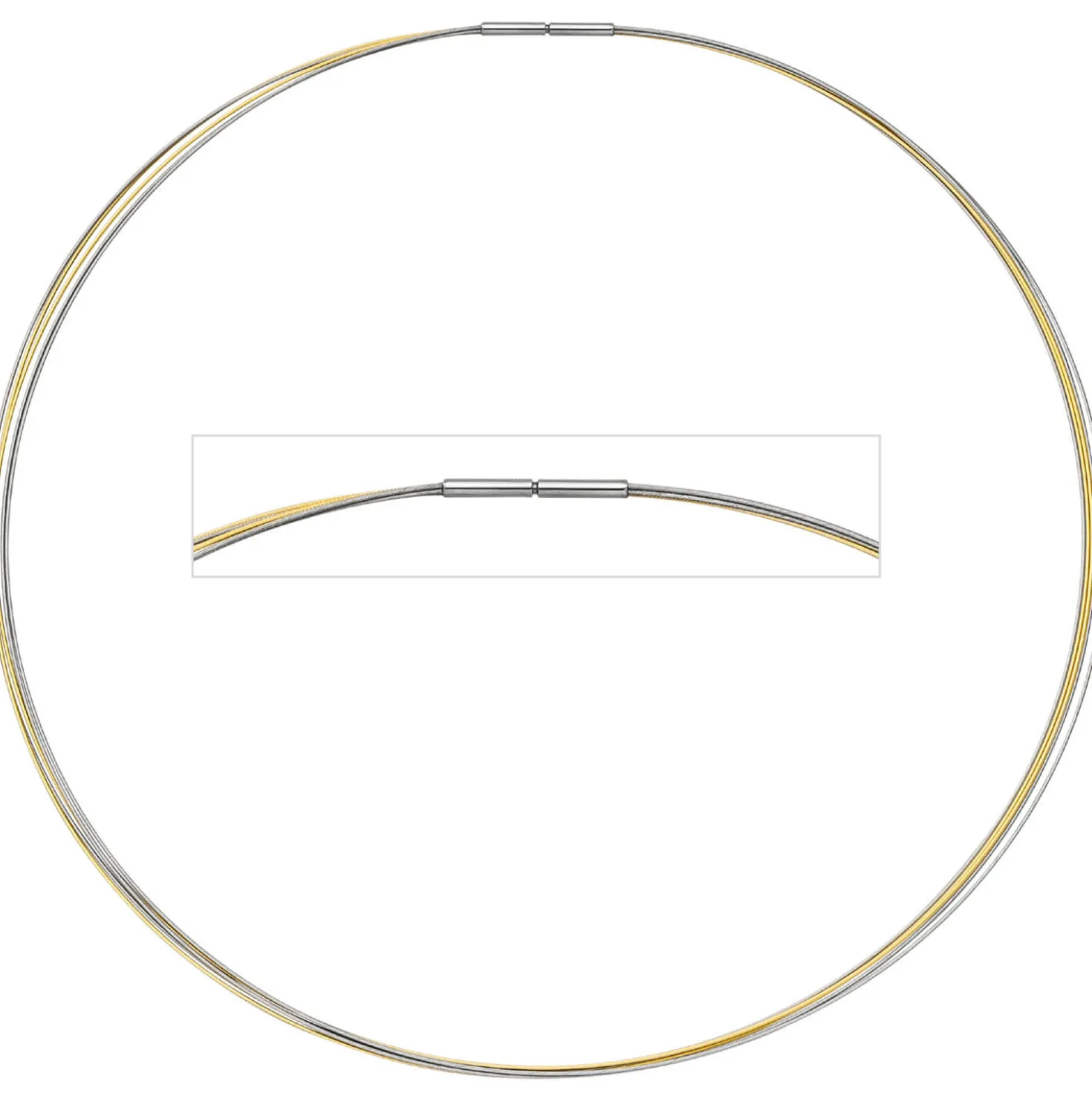 Halsreif Omegareif Halskette Collier Edelstahl 5-reihig bicolor vergoldet 45cm