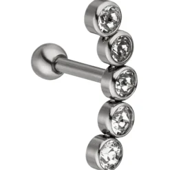 Helix-Piercing Bogen aus Edelstahl mit 5 Zirkonia weiß Ohrschmuck Körperschmuck