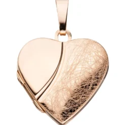 Herz - Medaillon Anhänger 20,5x22,2mm zum Öffnen 925 Silber rotgold vergoldet