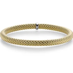 Himbeer-Armband Armreif Armschmuck elastisch 5mm 750 Gold Gelbgold für Damen