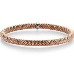 Himbeer-Armband Armreif Armschmuck elastisch 5mm 750 Gold Rotgold für Damen