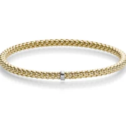 Himbeer-Armband Armreif Armschmuck elastisch 4mm 585 Gold Gelbgold stretch