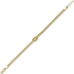 Himbeer Armband 2-reihig See-Knoten Kreuzknoten aus 585 Gold Gelbgold 19cm