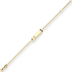 Id-Armband Rund-Ankerkette Schildband, Engel aus 750 Gold Gelbgold 14cm