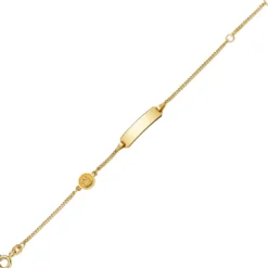 Identbändchen Armband Armkette mit Engel 585 Gelbgold, 14cm, Kinder