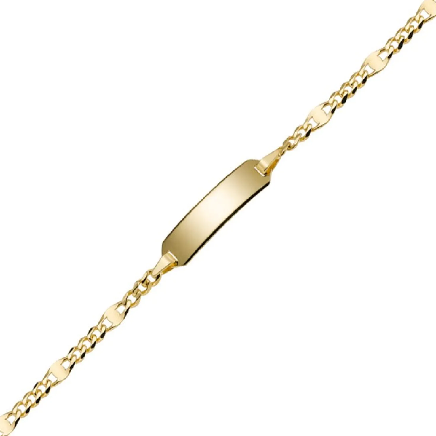 Identbändchen Armband Armkette Armschmuck, 585 Gelbgold, 14cm, Kinder