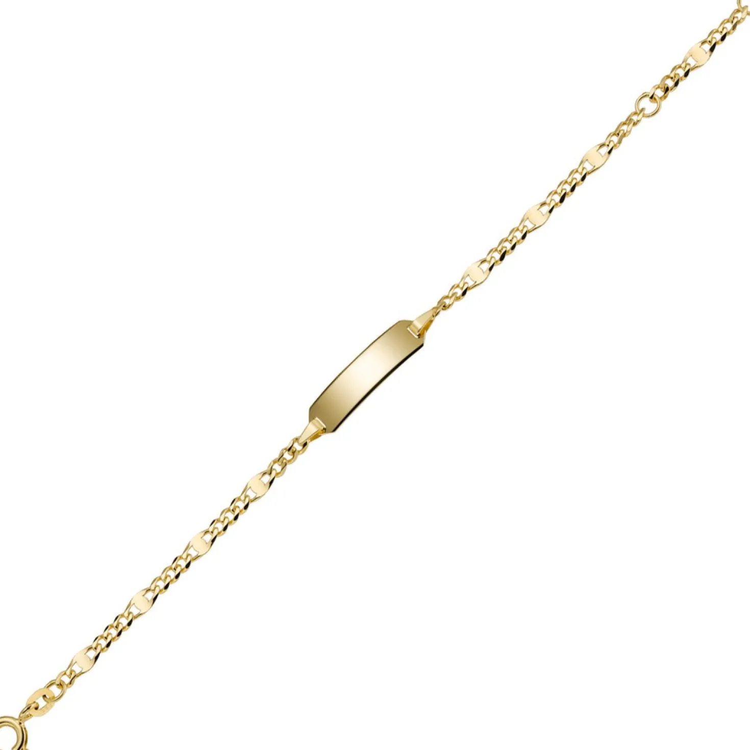 Identbändchen Armband Armkette Armschmuck, 585 Gelbgold, 14cm, Kinder