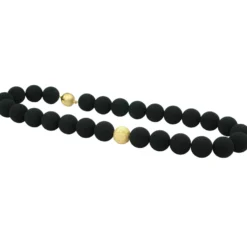 Kette aus italienischer Lava & 925 Silber vergoldet, asymmetrisch, Magnet