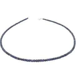 Kette Collier aus echtem Saphir & 925 Silber Edelsteinkette blau dunkelblau
