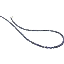 Kette Collier aus echtem Saphir & 925 Silber Edelsteinkette blau dunkelblau