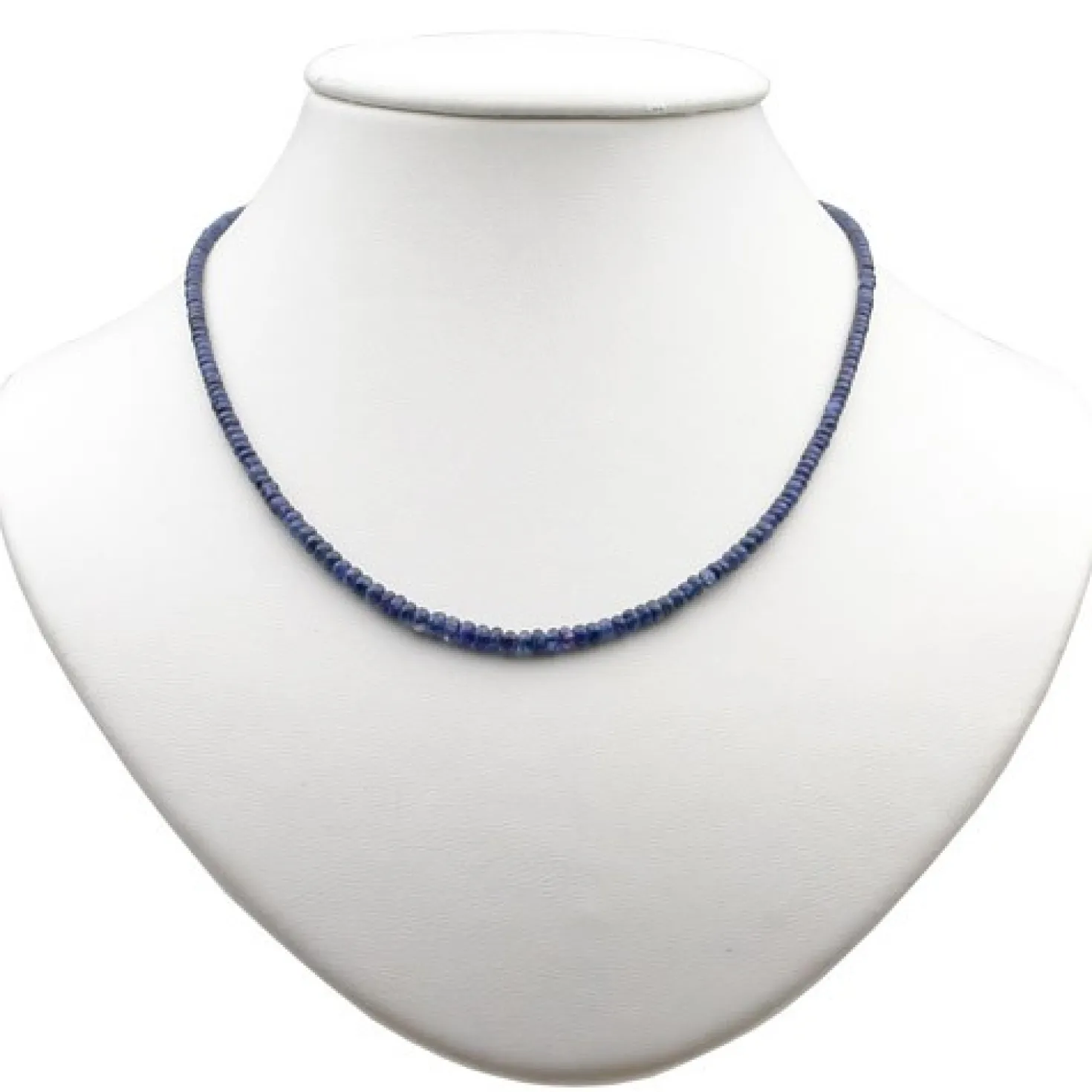 Kette Collier aus echtem Saphir & 925 Silber Edelsteinkette blau dunkelblau