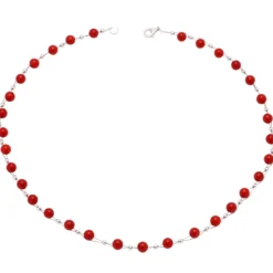 Kette Collier aus echter Koralle rot Korallenkette Halskette Halscollier Damen