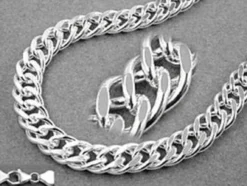 Kette Collier aus 925 Echt Silber, Doppelpanzer Silberkette, 50cm